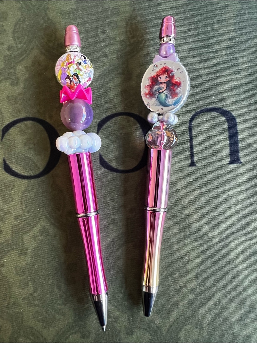 2x pens Pink Mermaid and Princess Pens - Set of 2 novelty ombré